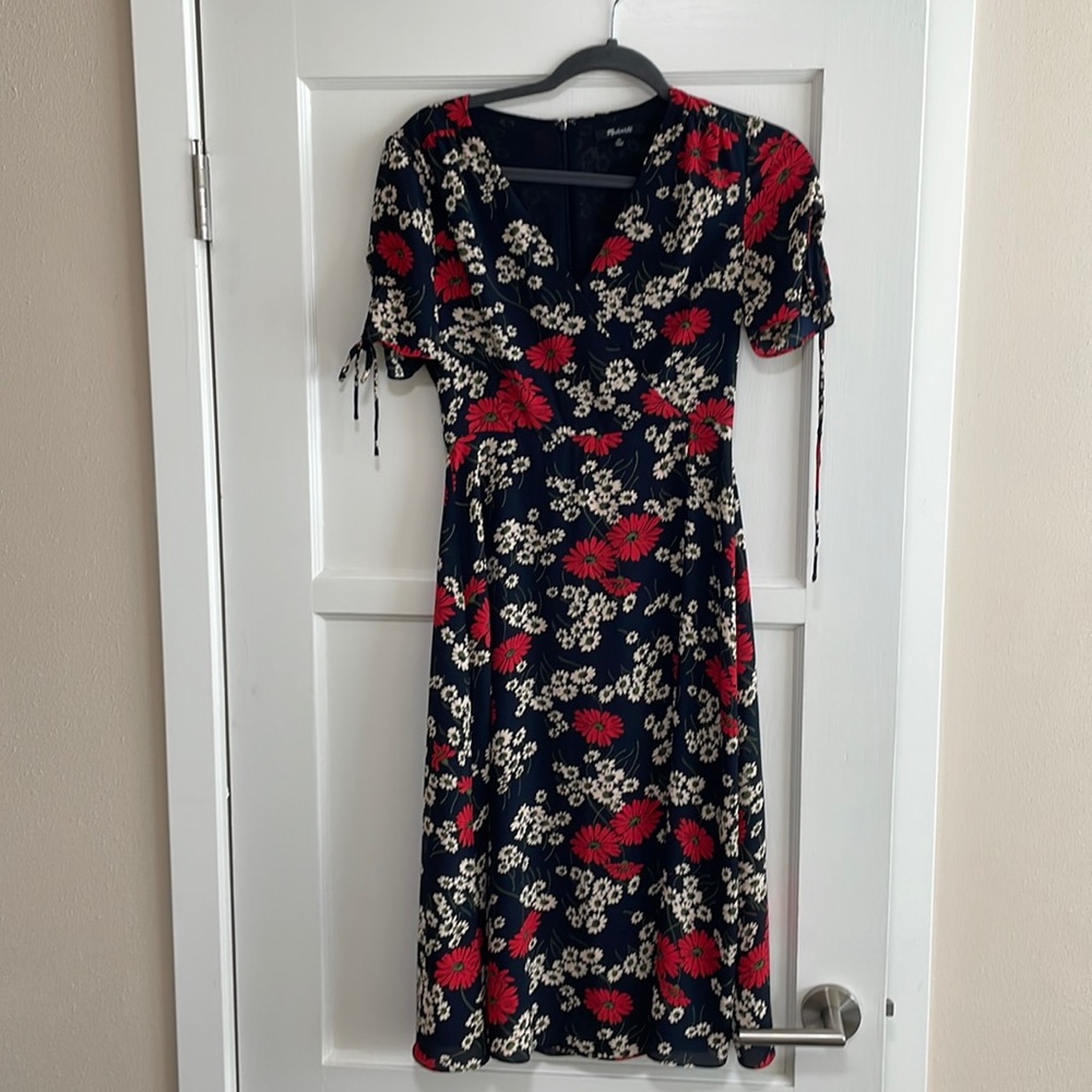 Madewell navy floral midi dress 00